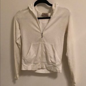 Juicy Couture white terry zip up sweatshirt